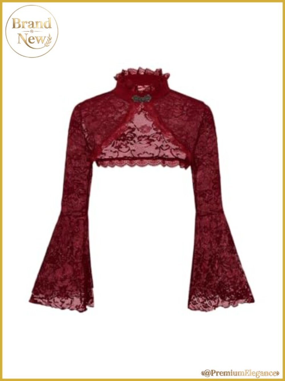 Lace Crop Top Long Bell Sleeve Shrug Shawl